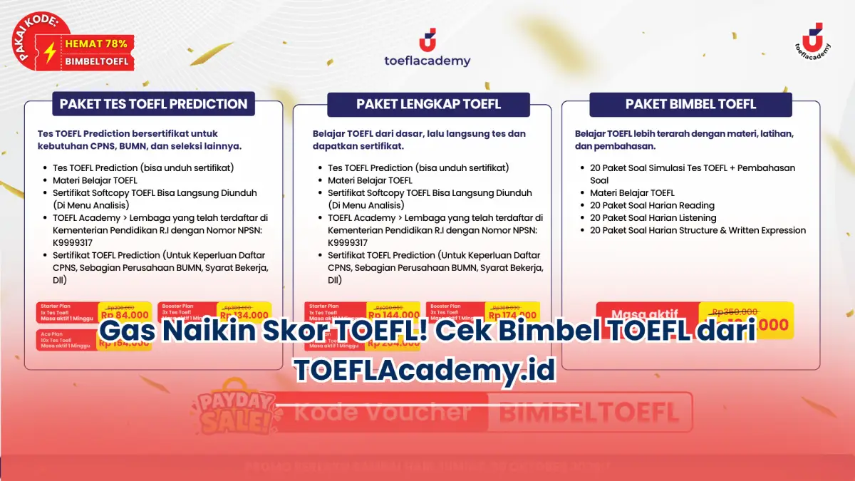 Gas Naikin Skor TOEFL! Cek Bimbel TOEFL dari TOEFLAcademy.id